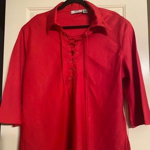 Caran New York red tunic blouse size 3x (it looks like vintage) 3/4 sleeves